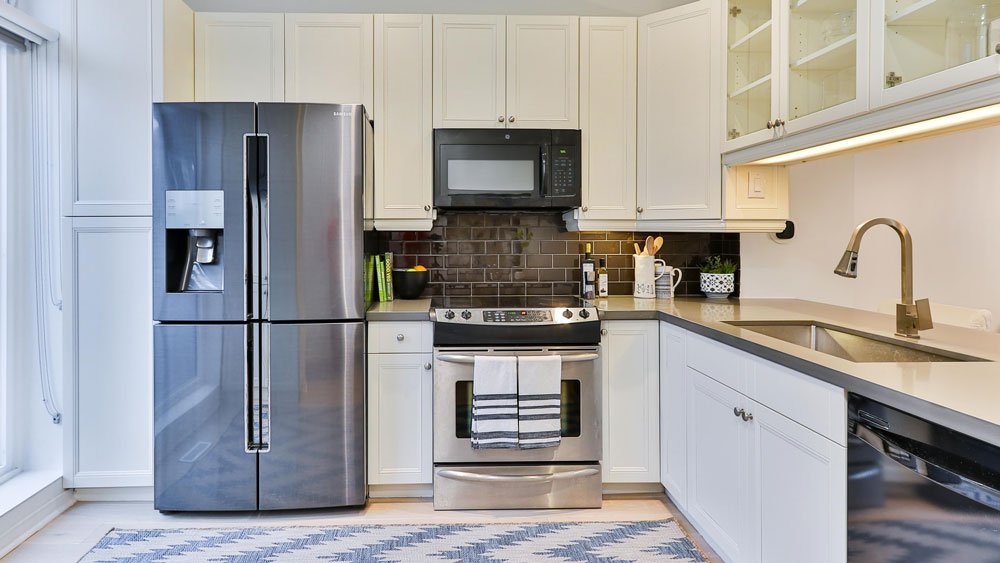 Modern home kitchen with a Samsung refrigerator